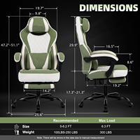 Chaise de bureau ergonomique silencieuse pour le jeu et l'ordinateur, avec accoudoirs réglables et repose-pieds
