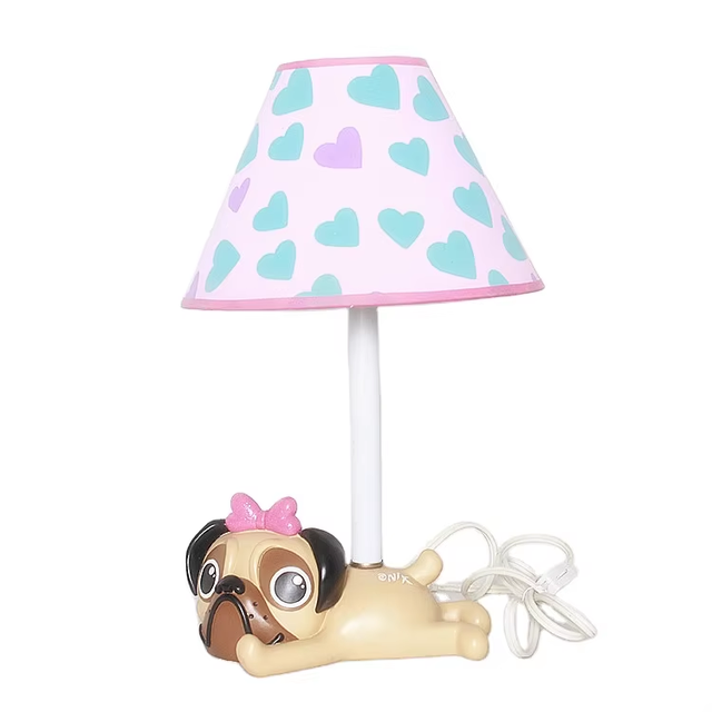 Promotion Dog Animal Table Lamp Modern LED Light with Lovely Dome Shade for Boys & Girls Resin Body AC Power Supply