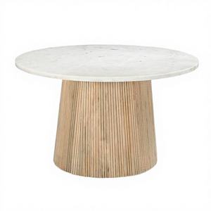 Mesa de Comedor Moderna de Madera Maciza para 4 Personas con Tapa de Mármol, Tallado Acordonado, Muebles de Comedor Premium Hechos a Mano - Product Image 3