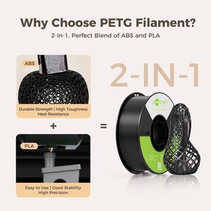 เส้นพลาสติกสำหรับเครื่องพิมพ์สามมิติ Enovatrix Factory Direct PETG 1.75 มม. ผิวมันเงาสูง FDM ทนต่อการขัดถูสูง คุณภาพสูง สีดำ - Product Image 2
