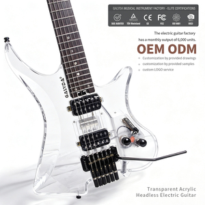Factory direct sale of headless electric guitar with maple neck rosewood fretboard and acrylic body Guitars - Product Image 1