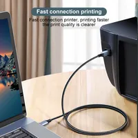 Kabel adaptor kepang nilon USB C ke USB B 2.0 untuk mesin Printer faks & pemindai jaket PVC Tipe C ke kabel USB B untuk ponsel Laptop