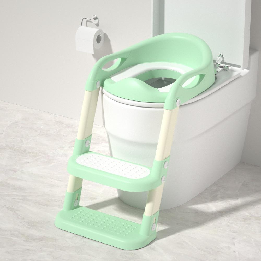 Siège de toilette à gradins, coussin en PVC vert clair