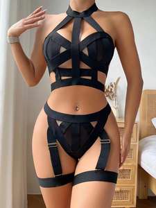 ชุดชั้นในเซ็กซี่คุณภาพสูงสำหรับผู้หญิง ชุดบราตาข่ายโปร่งแบบผูกคอ ชุดชั้นในคริสต์มาส ไซส์ EU/US - Product Image 3