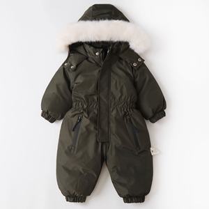 Wholesale Unisex Baby <strong>Jumpsuit</strong> for 1-3T Toddler Clothes Ski Wear With Hoodie Winter <strong>Jacket</strong> One Piece Rompers - Product Image 1