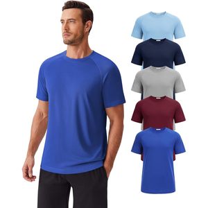 Camiseta Deportiva de Manga Corta para Hombre FOXA, Absorbe la Humedad, para Gimnasio, Paquete Múltiple, Color Sólido, Secado Rápido, Transpirable - Product Image 1
