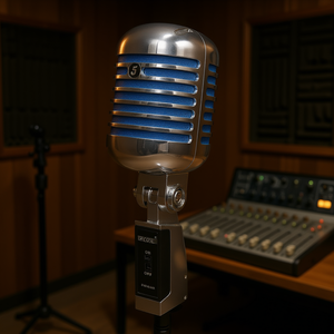 Micrófono Dinámico XLR Retro Azul, Micrófono Vintage para Escenario y Estudio, Cableado, Metálico, con Rejilla de Espuma Azul - Product Image 2