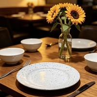 Assiette de table en plastique effet éclaboussures d'encre rétro et plat décoratif texturé de style nordique, semi-artisanal, pour la mise en scène de table de fête