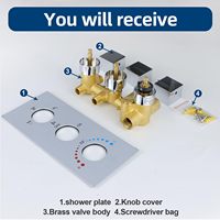 Vanne de dérivation de douche thermostatique 4 sorties 3 poignées de contrôle Vanne de mélange de douche