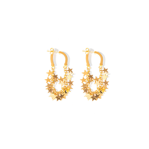 Pendientes colgantes de estrella de acero inoxidable chapados en oro, joyería de moda para mujer - Product Image 2