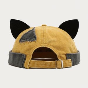 Casquette de baseball vintage pour femme, style hip-hop, avec oreilles de renard, en tissu délavé et surpiqué, modèle Docker mignon - Product Image 6