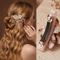 Barrette à cheveux élégante en acétate de cellulose à motif floral coréen, accessoires pour cheveux quotidiens pour femmes CST1238