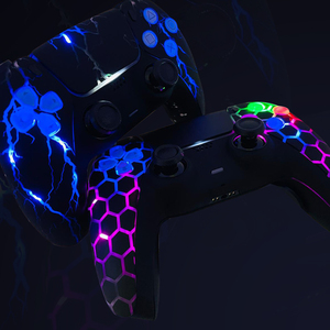 Pour PS5 LED clignotant Moded contrôleur ABS Installation facile Refit accessoires décoratif coque avant arrière boîtier arrière - Product Image 1