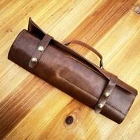 Ensemble de 5 couteaux en aluminium avec étui en coton 100% personnalisé, design pliable, fermeture à boucle - Sac à couteaux de qualité supérieure marron (OEM) 150 lb