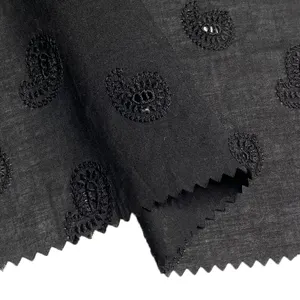 Harvest high quality cotton flat tulle PAISLEY floral design eyelet embroidery fabric for garments