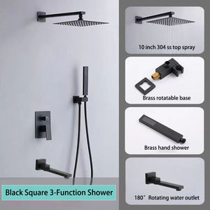 <b>Bath</b> & <b>Shower</b> Luxury Wall Mounted Black Bathroom Rain <b>Bath</b> Hot and Cold Black Color Concealed Hidden Bathroom <b>Shower</b> <b>Set</b> - Product Image 3