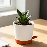 Pots de fleurs en plastique modernes et durables à arrosage automatique avec trous de drainage, design minimaliste, capacité de 1,57 L pour une utilisation en intérieur/extérieur