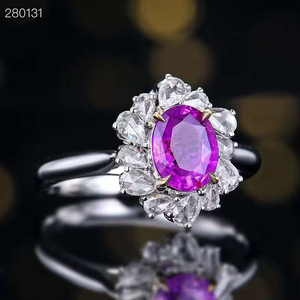SGARIT Jewelry 18K White Gold <b>Ring</b> 1.18CT Oval Natural Unheated Purple <b>Sapphire</b> Genuine Gemstone Wedding <b>Ring</b> <b>for</b> <b>Women</b> - Product Image 2