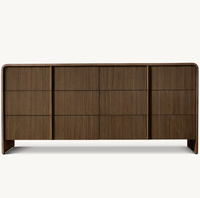 Commode de luxe moderne en chêne massif cannelé à 6 tiroirs, avec bords incurvés, large meuble de rangement pour chambre à coucher, buffet
