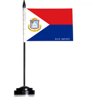 Drapeaux de bureau de Sainte-Kitts et Nevis, petits drapeaux de table avec mât noir, décoration pour la maison et le bureau, célébrations festives