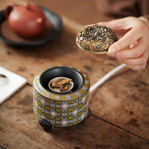 Quemador de incienso eléctrico de cerámica de 520 ° esmaltado al por mayor, calentador electrónico Cloisonne, temporizador, <span class=keywords><strong>olla</strong></span> aromática, bloque de madera en polvo - Product Image 1