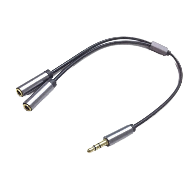 Custom Length 3.5mm Audio Stereo Double Microphone Splitter Cable Male to 2 Female Aux TRS Connector for Computer Y Adapter