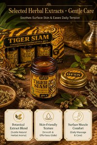 Bálsamo de masaje calmante a base de hierbas Tiger Siam 15g, paquete de 3 unidades, caja de regalo premium para aliviar el malestar muscular y articular. - Product Image 5