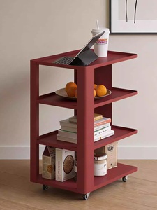 Table d'appoint mobile rotative en acier inoxydable, style minimaliste italien moderne, avec roulettes, multi-niveaux, pour salon ou chambre à coucher - Product Image 6