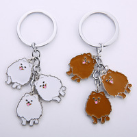 Llavero Decorativo de Coche Americano, Perro Mascota, Colgante de Metal de Pomerania, Pequeño Regalo de Marca Moderna