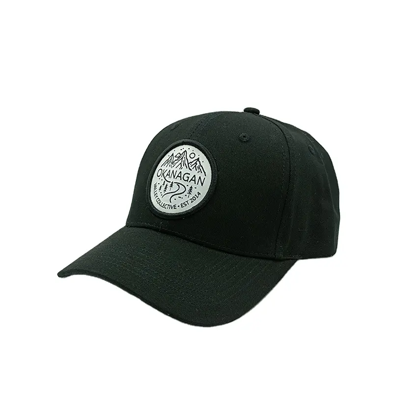 カスタムロゴキャップポリエステルブラックブランドスナップバックハット野球帽パッチロゴ刺繍付き