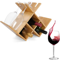 Casier à vin moderne en bambou Porte-bouteille de vin de comptoir solide Meubles de maison Casier de stockage de vin en bambou