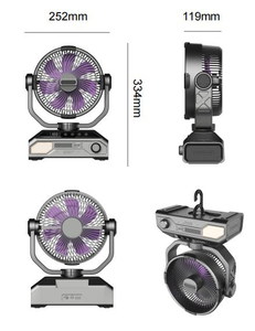 Ventilateur de table compact mini USB Type-C à oscillation, moteur sans balais, 3 vitesses, rechargeable 3000 mAh, faible bruit, commande mécanique, urgence - Product Image 3