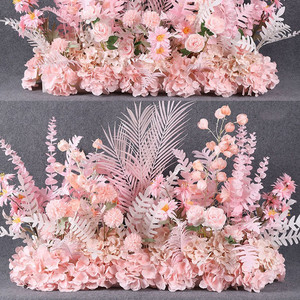 Arreglo Floral Personalizado para el Pasillo de Boda con Rosas Rosadas, Orquídeas y Paniculata, Elegantes Flores Artificiales para el Suelo - Product Image 1