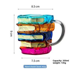 New Glasses Book <b>Mug</b> Artificial Painted <b>Gold</b> Trim Water Cup Handleless and Lidless Household Use Wholesale - Product Image 4