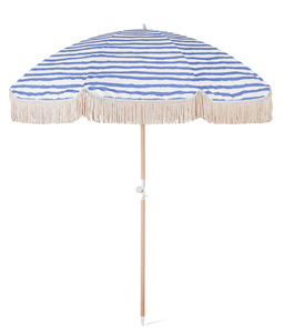 Nuovo Ombrellone da Spiaggia/Patio in Macramè Bianco con Palo in Legno, Frange in Cotone, Stile Bali Vintage - Product Image 4
