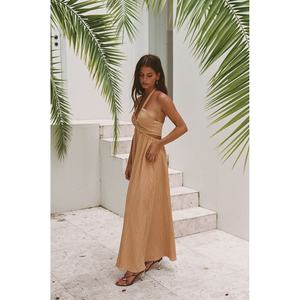 Vestido Sexy de Punto Casual para Mujer, con Cuello Halter, Corte en la Cintura y Tela con Sensación de Crepé, de Alta Calidad, Fabricación OEM - Product Image 4