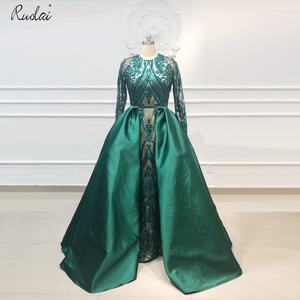 OEV-L4273 Abito da Sera Musulmano di Lusso con <span class=keywords><strong>Maniche</strong></span> <span class=keywords><strong>Lunghe</strong></span> e Gonna Staccabile Scintillante - Product Image 1