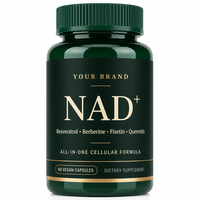 Capsules personnalisées de NAD+, Resvératrol, Berbérine, Fisetine, Quercétine, qualité alimentaire, 18-en-1