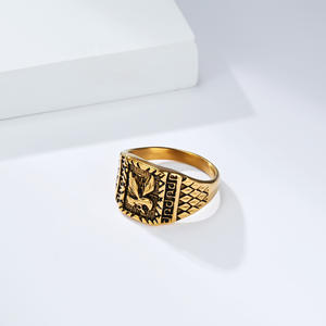 Eagle <b>Ring</b> For <b>Men</b> Titanium Steel Gold <b>Silver</b> Color Geometric Design Punk Fashion Everyday Wear - Product Image 3