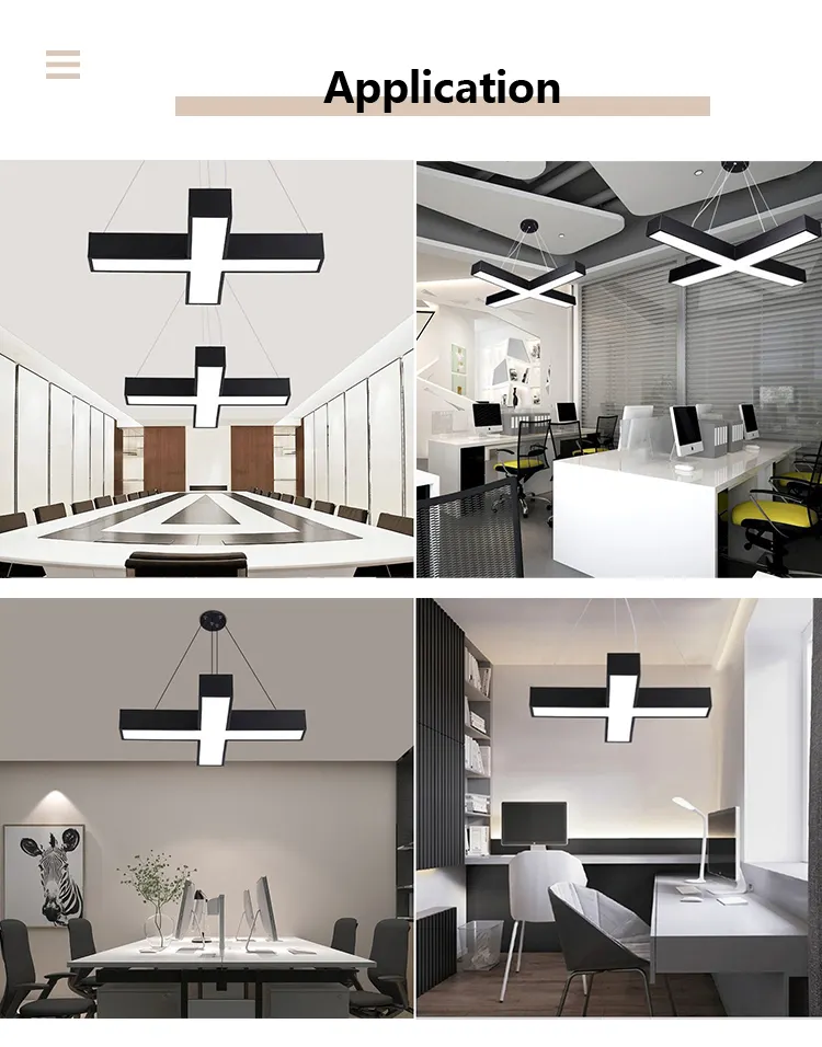 Kantoor Kroonluchter Verlichting Ijzer + Acryl Zwart/Wit Lange Levensduur 48W X-Vormige Hanglamp