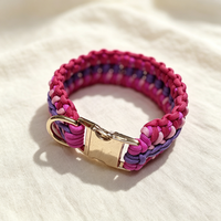 Ensemble collier et laisse pour chien assortis, collier tressé doux avec anneaux métalliques et laisse en corde paracorde pour les promenades en ville et cadeau pour animal de compagnie