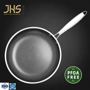 Các nhà sản xuất bán buôn PFOA miễn phí lớp phủ thép không gỉ tổ ong không dính Frying Pan cho nấu ăn