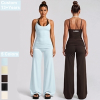 Ensemble de leggings évasés de sport pour femmes avec logo personnalisé, ensemble de vêtements de sport pour femmes, pantalon de yoga, ensemble de soutien-gorge de sport, ensemble de yoga color block pour grandes tailles