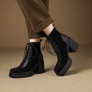 Botas Largas Retro de Piel de Vacuno de Primera Calidad, Color Sólido, con Cinturón Decorativo, Tacón Grueso, Antideslizantes, a Media Pantorrilla, Estilo Casual - Product Image 6