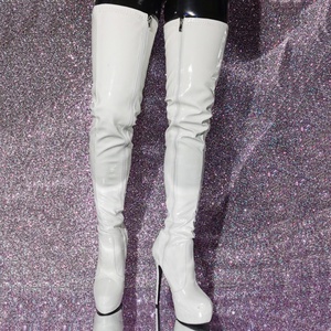 Large Size 47 Women Silver Side Zipper Long <b>Boots</b> Extreme Slim Heels Platform Over the Knee Booties Pole Dancer Shoes - Product Image 5