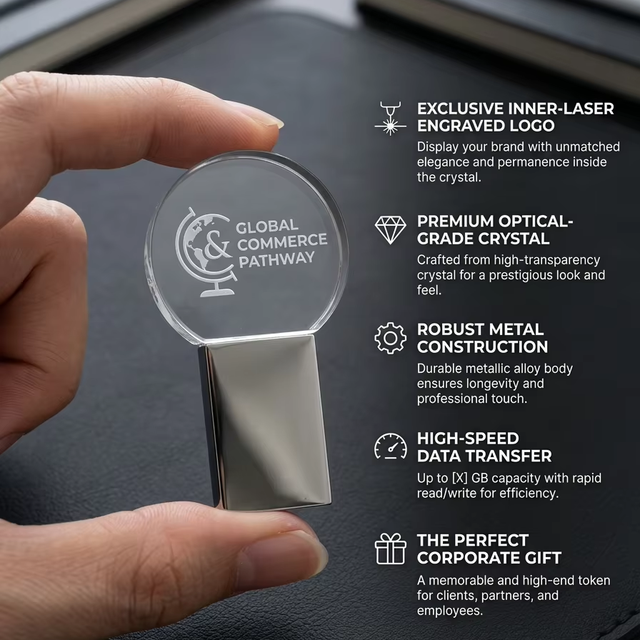 Sliver Crystal Memory Stick USB High-speed U Disk Laser logo 2.0 8GB 16GB 32GB 64gb Capacity Flash Drive for Corporate Gift