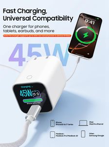 อะแดปเตอร์<span class=keywords><strong>ชาร์จ</strong></span> HYTO Smart Display Charger 45W Max GaN USB-C รุ่น 90 °   ปลั๊กพับได้พร้อมหน้าจอแสดงผลพลังงานแบบเรียลไทม์สำหรับ iPhone 18/17/16/15 - Product Image 2