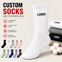 Chaussettes de sport en coton peigné de haute qualité, broderie personnalisée, jacquard, pour hommes, femmes, unisexe, logo personnalisé