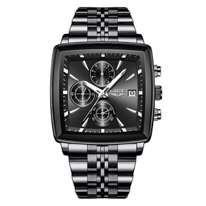 For Men's Quartz Watch Blue Dial Rose Gold Case Stainless Steel Strap Chronograph 3BAR Water Resistant <b>Calendar</b> Wristwatch - Product Image 6