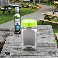 Bocaux alimentaires carrés en plastique transparent, capacité 350 ml, PET, couvercle 0,5 mm, bouteilles carrées en plastique 350 ml